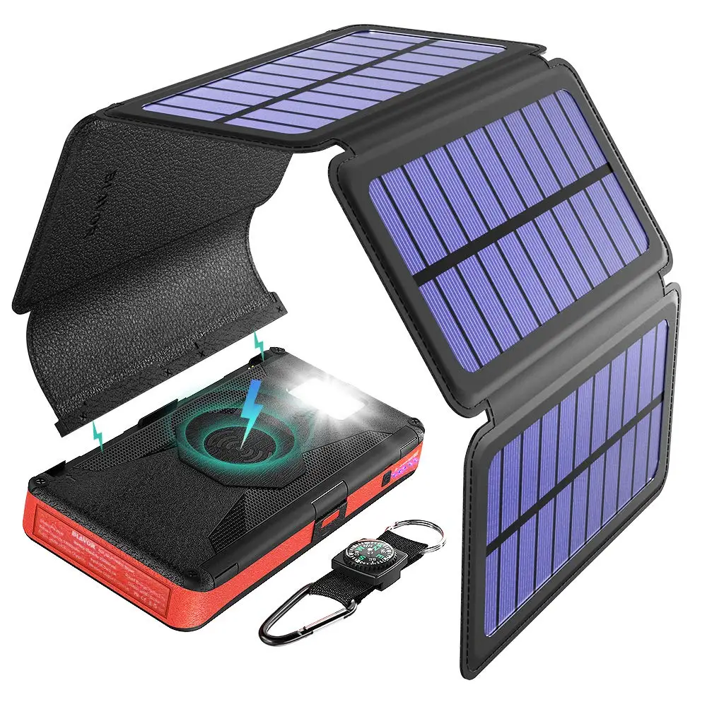 

Big Power Bank Detachable High Quality Folding Powerful 10000mAh 20000mAh Solar Panel Power Bank, Black, orange, blue