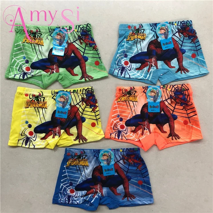 

0.29 Dollars NK124 Wholesale cartoon underwear four square horn pants milk fiber spider picture man case boy shorts panties, Red blue green mixing color