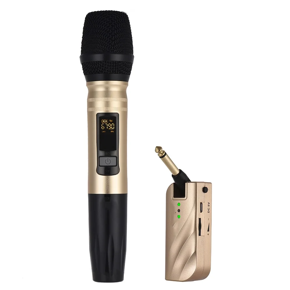 

Hot Deals Wireless Uhf Microphone With Portable Usb Receiver For Ktv Dj Speech Amplifier Recording, Gold
