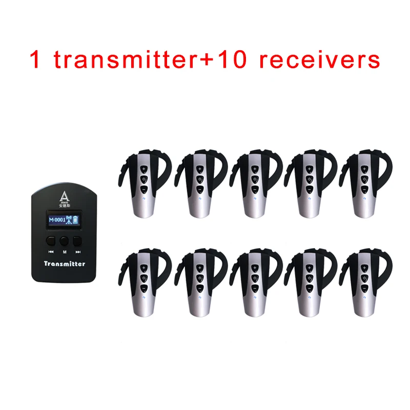 

Jinghe 1 Transmitter + 10 Receivers Simultaneous Interpretation Equipment Device Wireless Tour Guide System Radio Transmitter