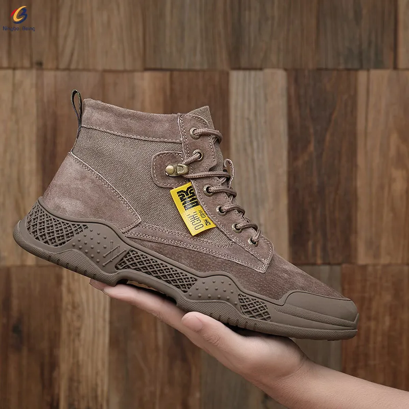 

High quality mens high top shoes outdoor hiking shoe desert military boots