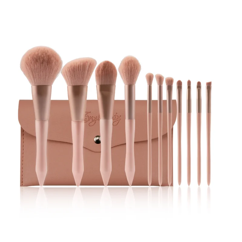 

ZNYBEAUTY 11pcs makeup brush set with PU bag custom logo private brand vegetarianism beauty make up brushes wholesale price