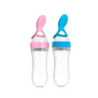 

BPA Free Wholesale Silicone Squeeze Rice Cereal Baby Bottle Feeder Spoon Baby Silicone Feeder