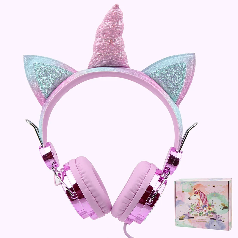 

URIZONS Unicorn children Headphone 3.5mm Wired With Microphone for kids gifts, Multi-color