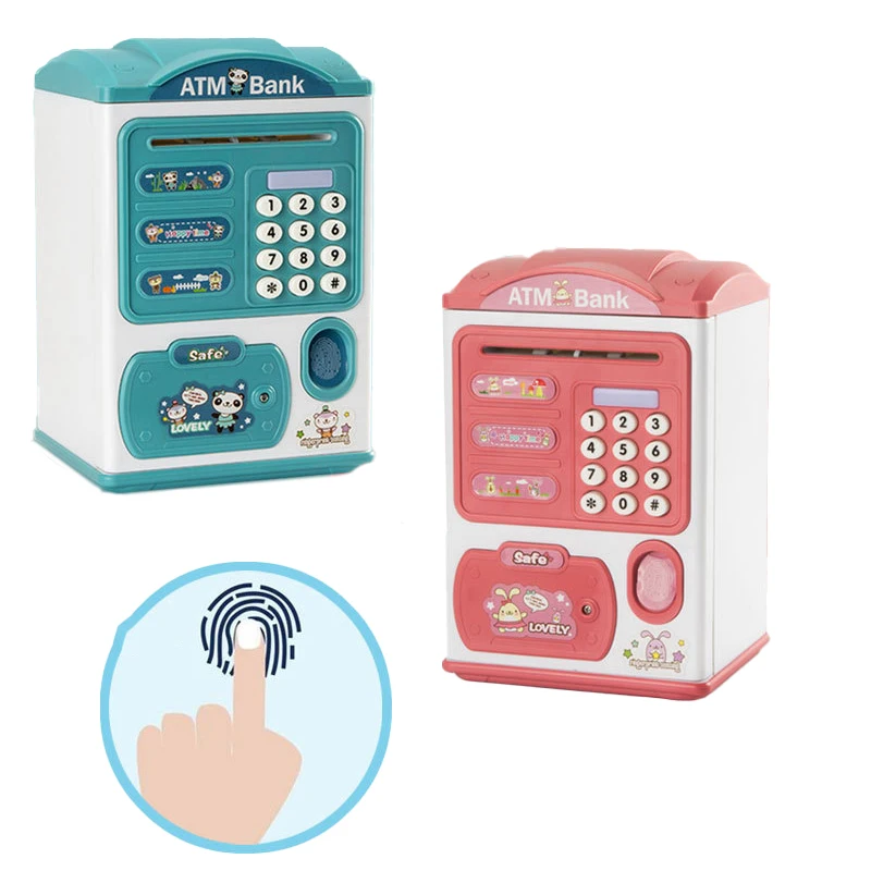 

EE462 Mini Money Saving Box Safe Electronic Kids Educational Password Fingerprints Music Cartoon ATM Piggy Bank Toys