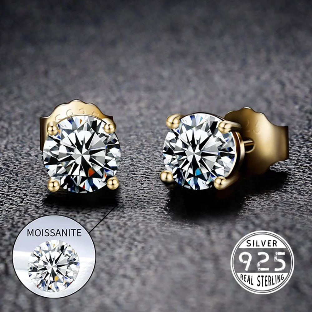 

2021 New Top Luxury 3/4/5MM 0.1-0.5 Carat D Color Moissanite Earrings 925 Sterling Silver Jewelry Women Gift GRA Certificate