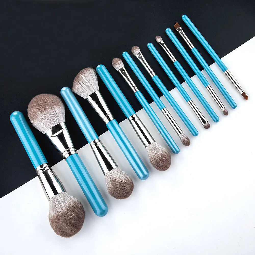 

13pcs Luxury Pro Makeup Brush Custom Wood Handle Oval Makeup Brush Set Makeup Brushes Low Moq Private Label