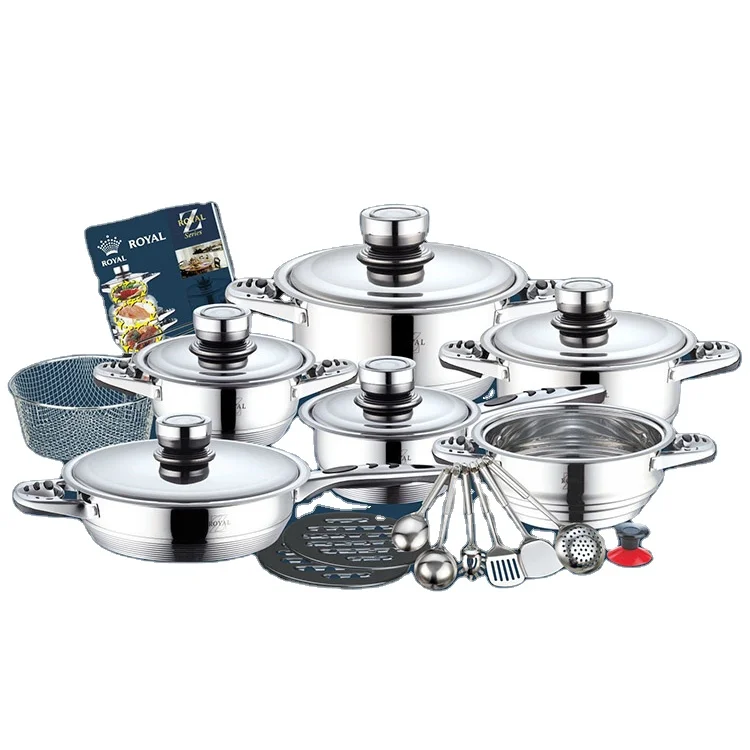

23 pieces cookware stainless with steel lid, Silver