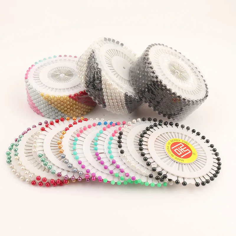 

38mm colorful safety pins round head sewing pearl head pin for garment accessory, Black