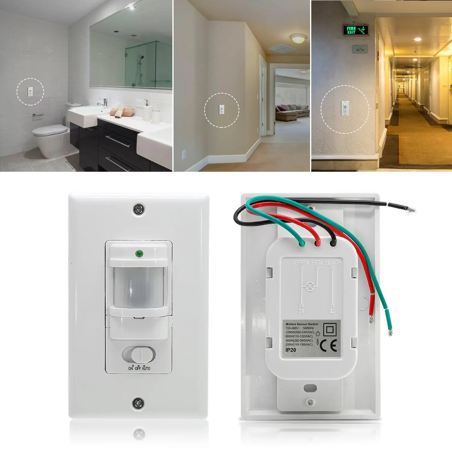 100v240v/ac Wall Mounted Pir Motion Sensor Automatic Pir Light Switch