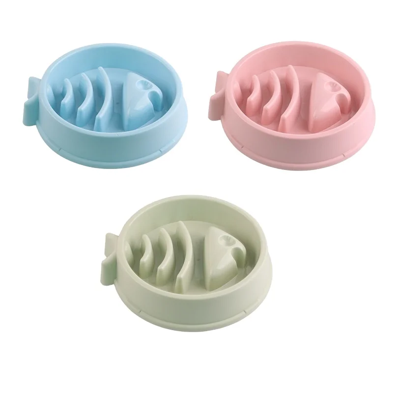 

2021 New Factory Wholesale Low Moq Anti Slip Plastic Slow Feeder Pet Dog Bowl Cat Fish Bone Shape Cute Eating Bowl dog bowls