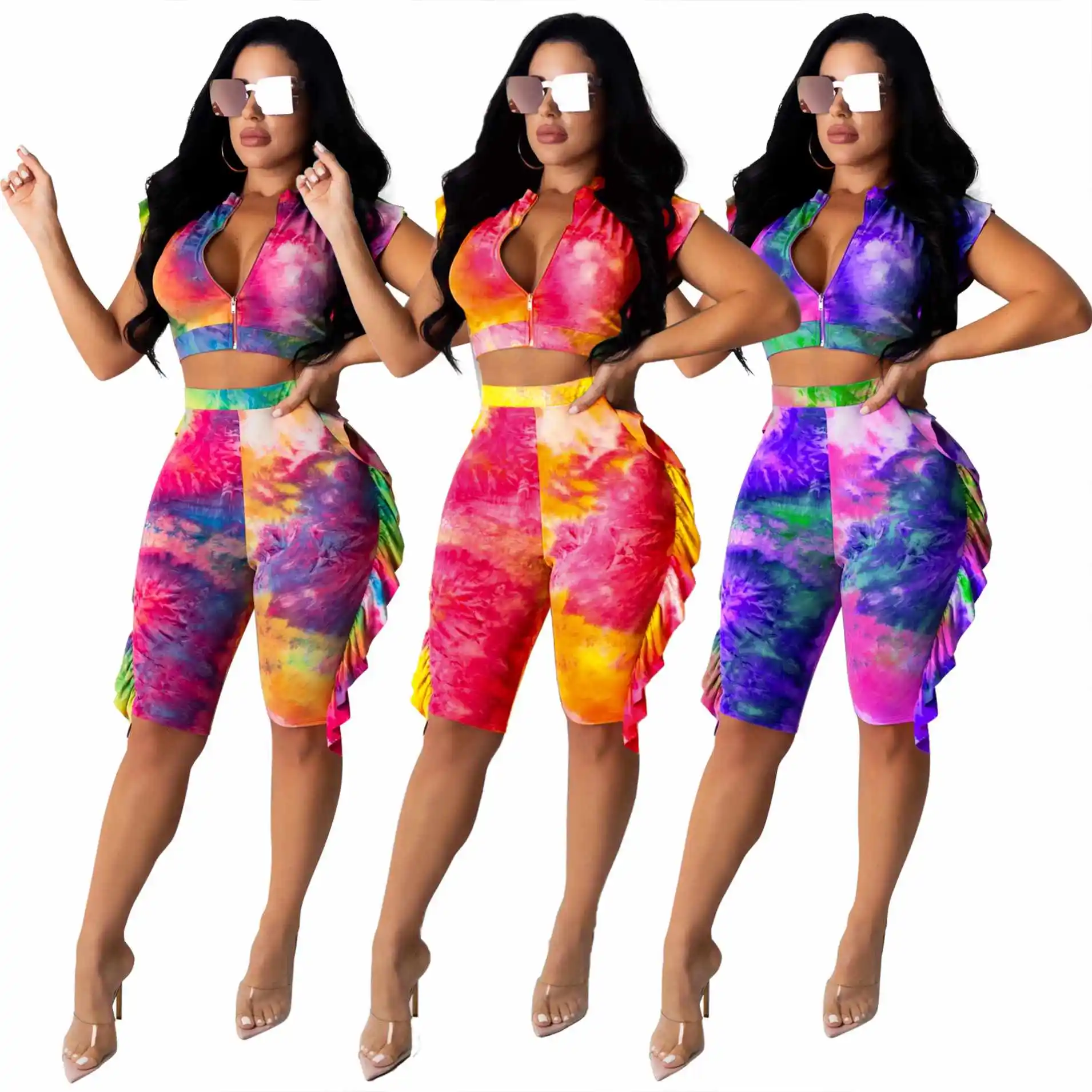 

2020 Hot Selling Cardigan Short Sets Women Sstacked Pants Two Piece Outfits For Women, Picture