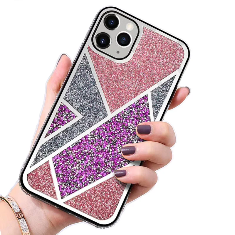 

Luxury Sparkly Bling Girl Rhinestone Diamond Mobile Phone Case Cover For Iphone 11 Pro Max 7PLUS electroplate diamond phone case, 3 colors