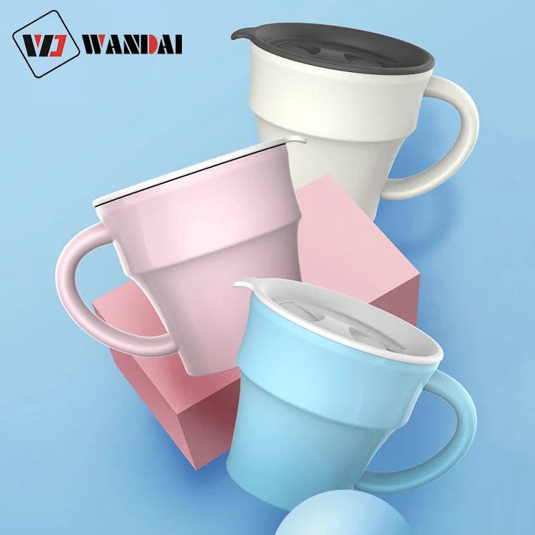 

New trend Food grade silica gel material Baby child smart heating cooling cup with lid portable fast warmer cooling cup, Blue/pink/white