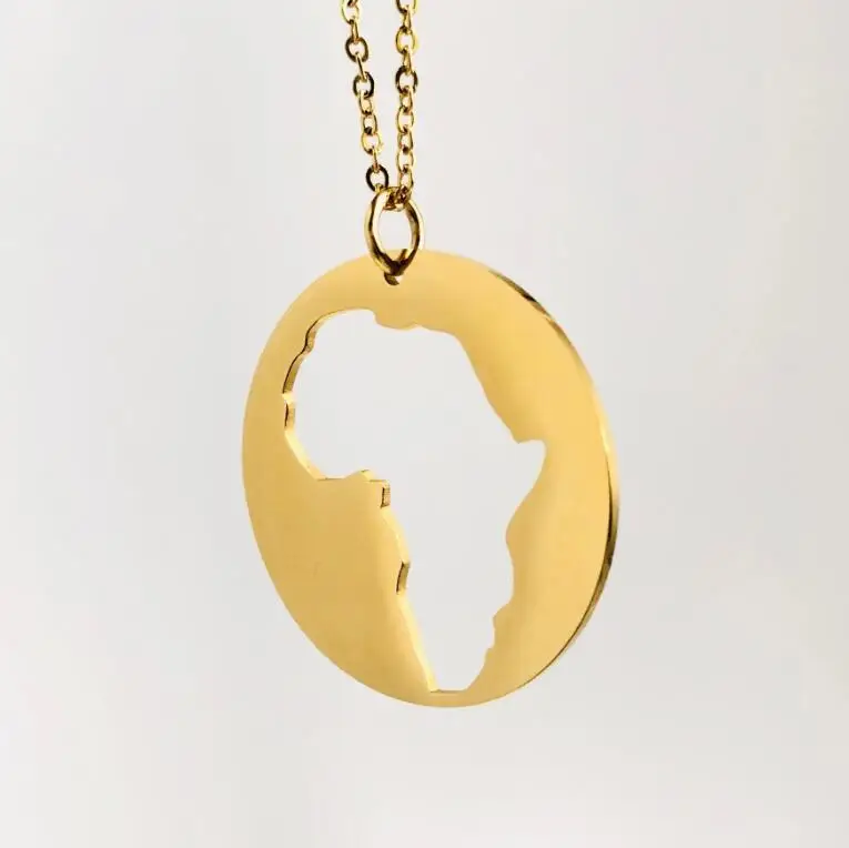 

Inspire Jewelry Hip hop 316L Stainless Steel Gold Chain Africa Map Pendant Alphabet African Map Necklace circle pendant necklace, Silver,gold,rose gold,black and so on