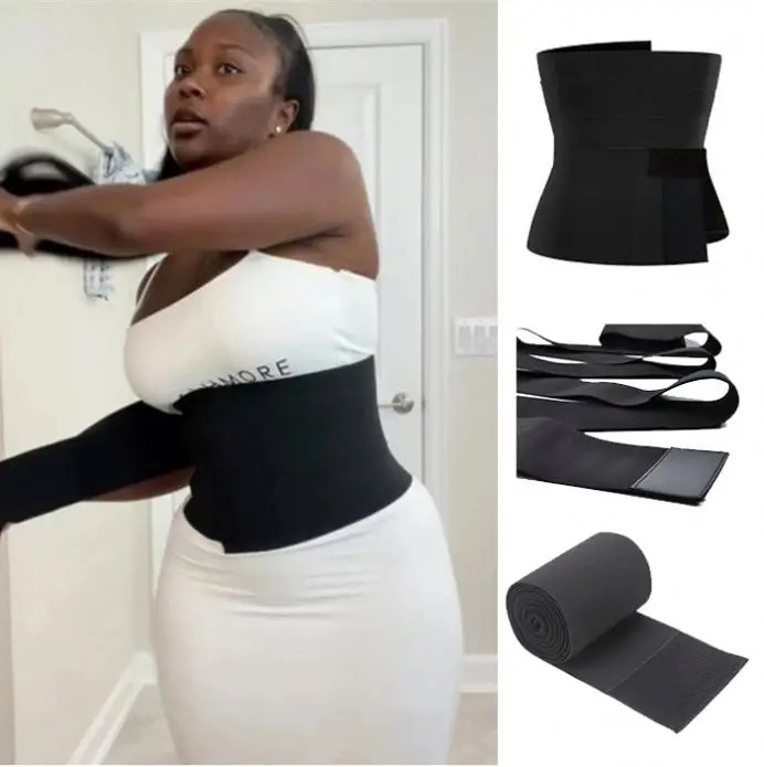 

B1401 Wholesale Weight Loss Belly Belt Body Shaper Bandage Tummy Wrap Waist Trainer For Women, Black