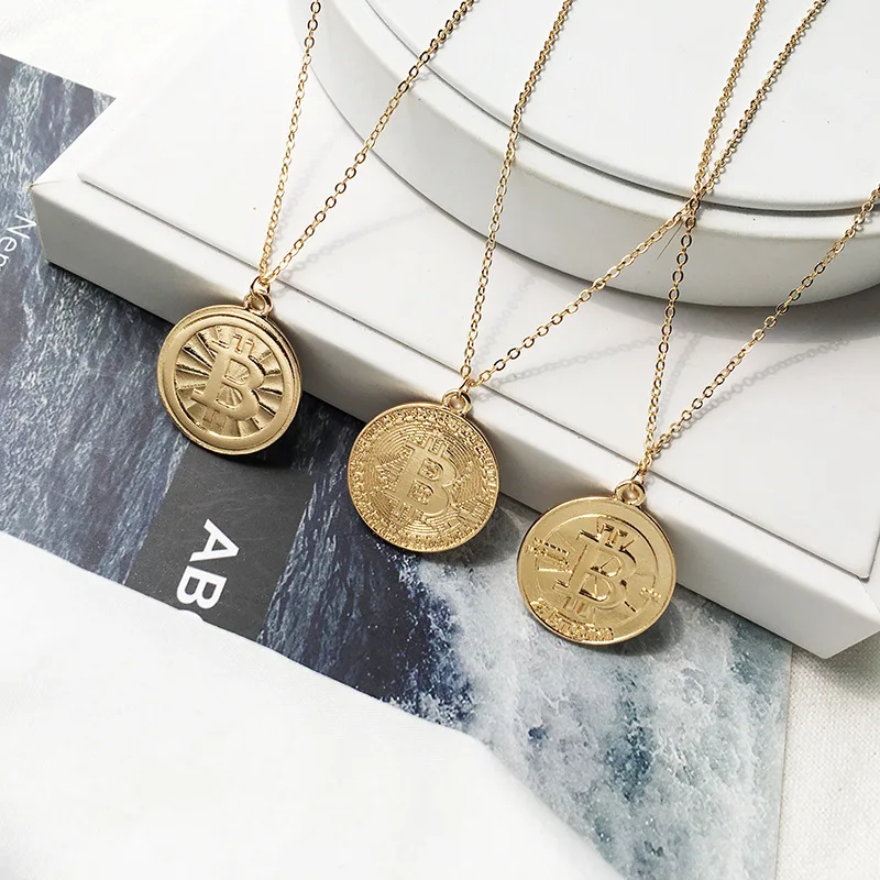 

Popular New Hip Hop Fashion Trend Jewelry Hip Hop Women Necklace Virtual Bitcoin Necklace