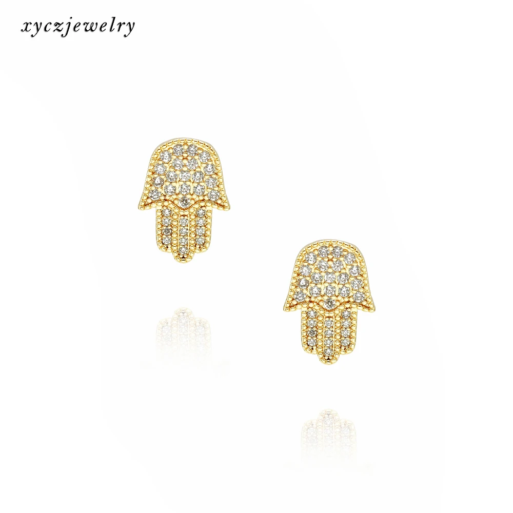 

Xingyu luxury jewelry designer style high quality white zircon Palm shape earring