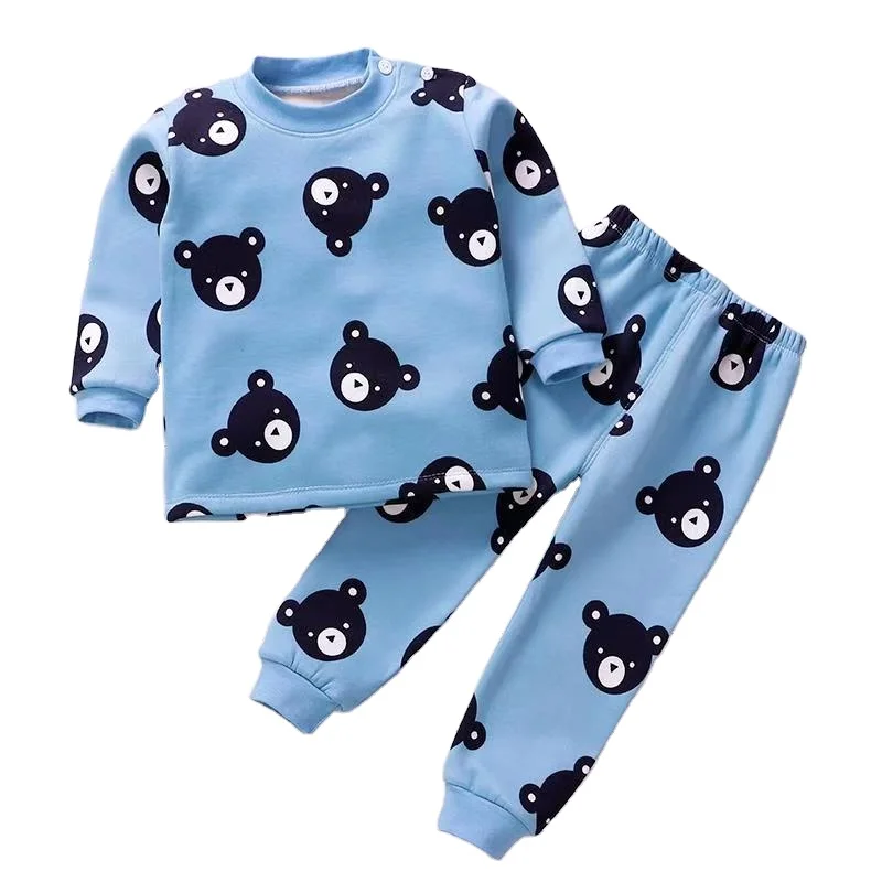 

Children's thermal underwear set plus velvet thickening boys and girls baby winter children's clothing, Picture shows