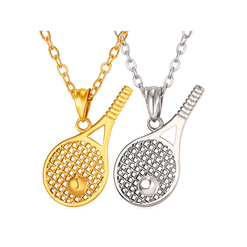 

New Titanium steel necklace sports tennis racket necklace men women stainless steel necklace pendant