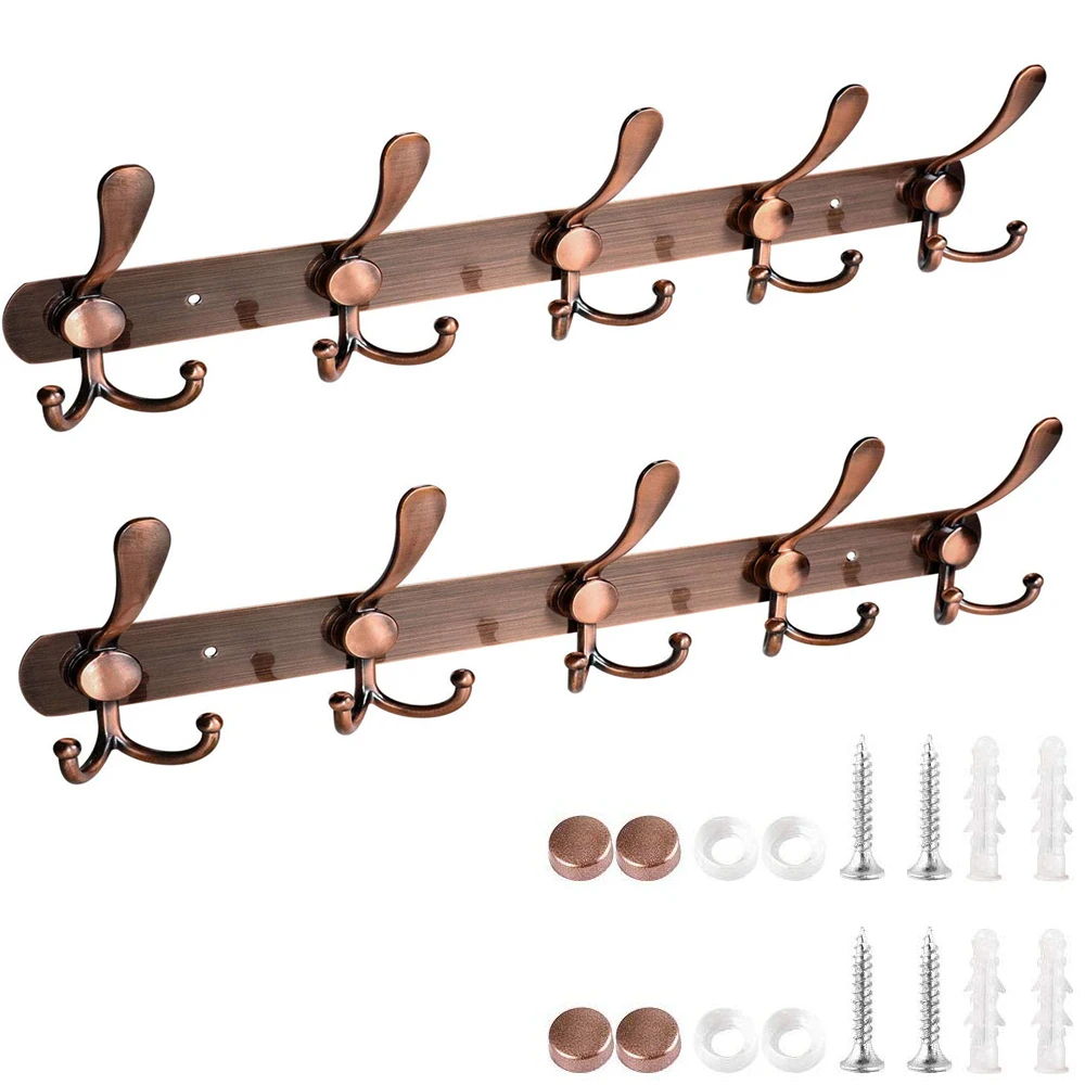 

Home wall mounted coat hooks rail hook antique copper stainless steel 2packed 15 hooks for hat key bag clothes, Bronze,antique copper, silver