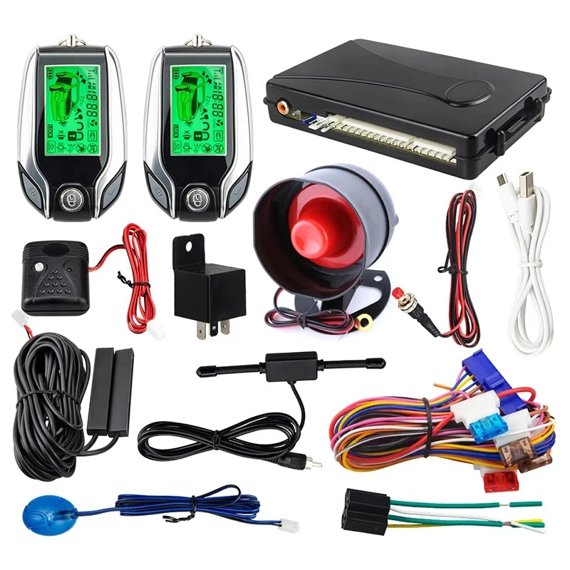 

2 way car alarm pke keyless entry lcd pager display vibration alarm universal car auto keyless entry system dc12v