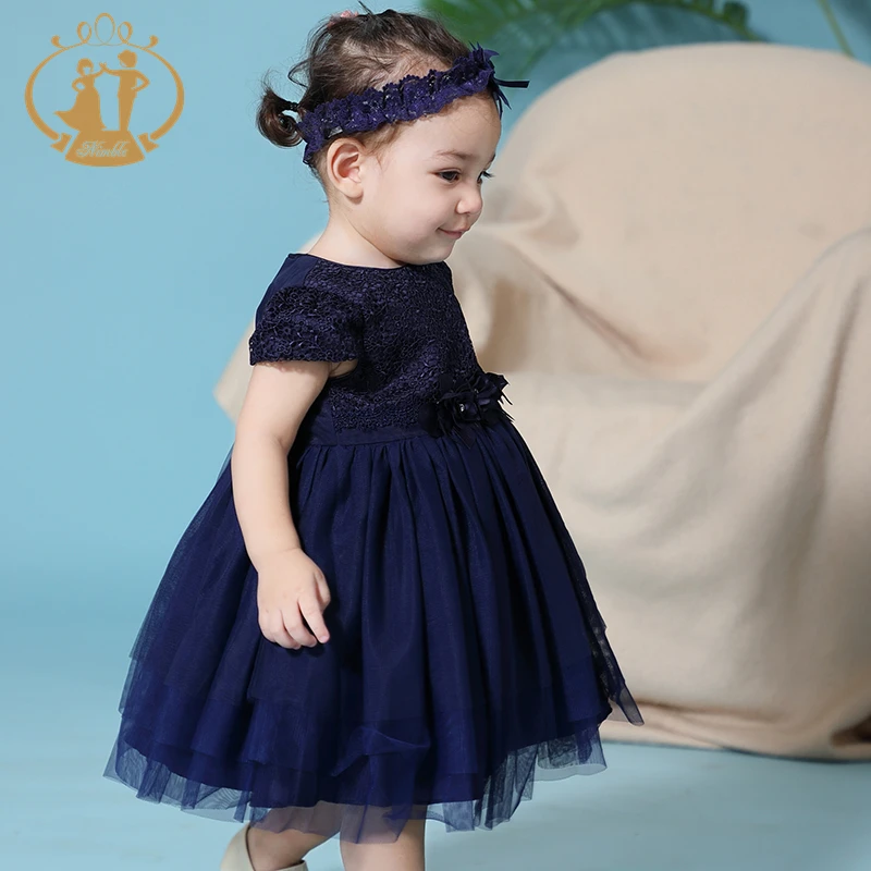 navy baby flower girl dress