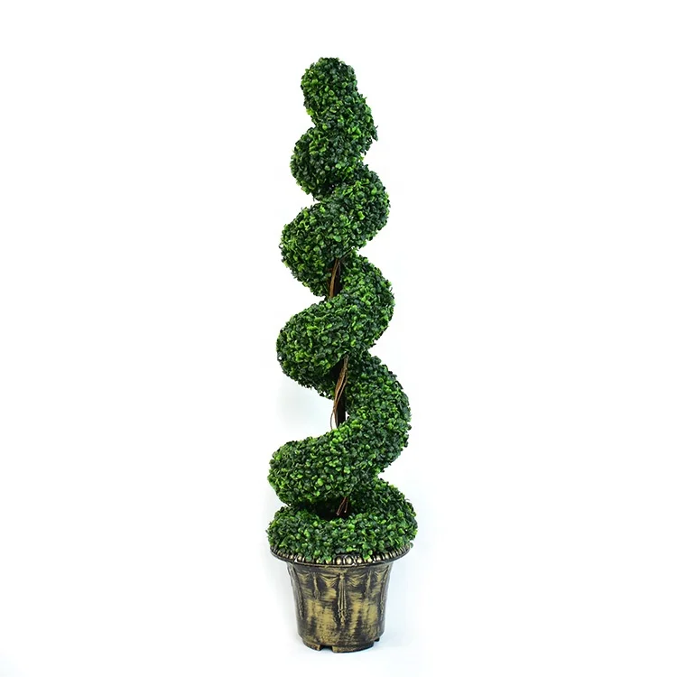 

120CM Factory artificial boxwood spiral tree Large Artificial Spiral Green Topiary Tree with Decorative Planter