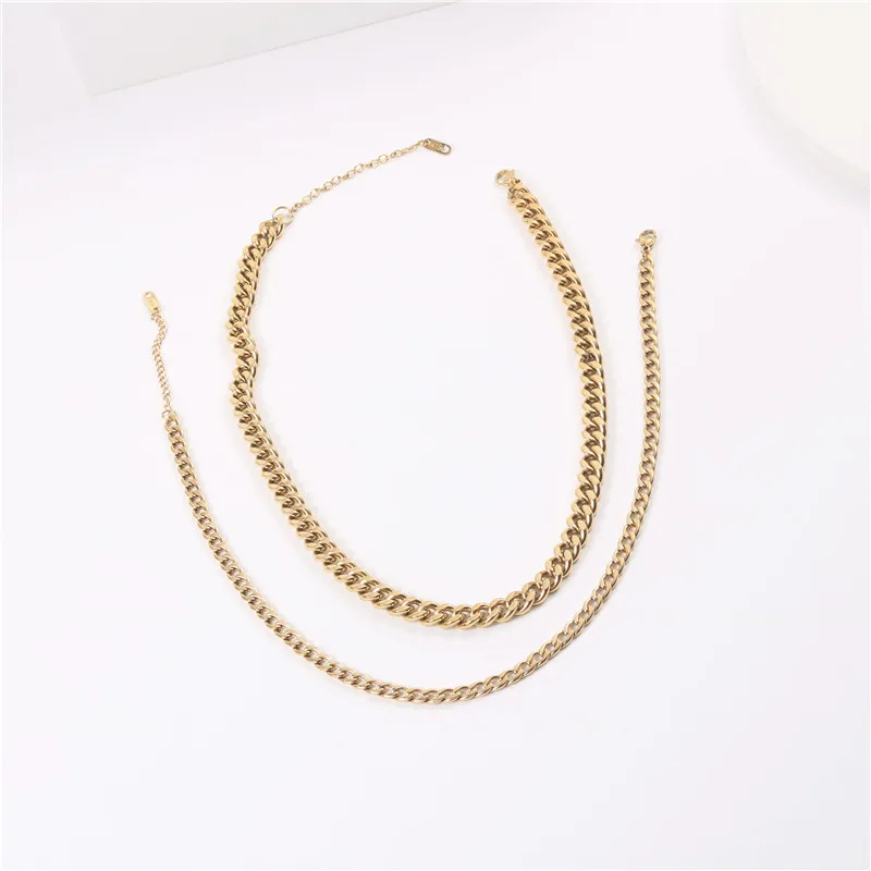 Joolim Jewelry Stainless Steel  Curb Cuban  Chain Necklace Trendy Jewelry Wholesale Gold Chain Necklace