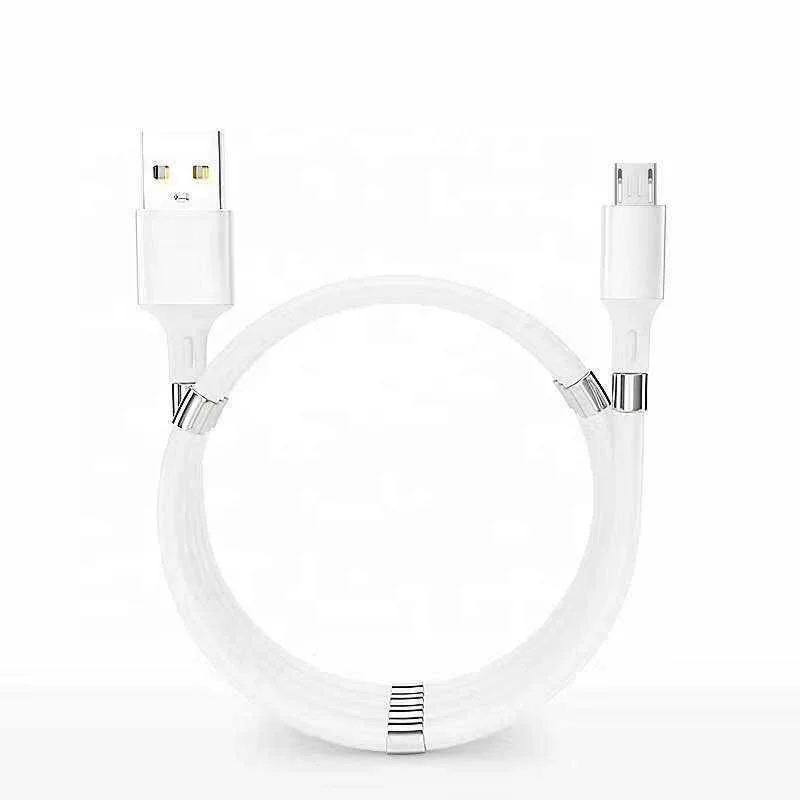 

MONFONK Micro Magnetic Phone Usb Fast Charging Cable Magnetic Nano Data Cable with 360 Degree Coiling Magnets Compatible, White/black