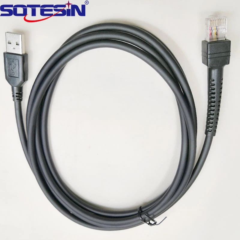 

New 2021 2m usb male a to rj45 cable pos cash register cable cba-u01-s07zar for symbol ls2208 ls4208 barcode scanner usb cable, Gray