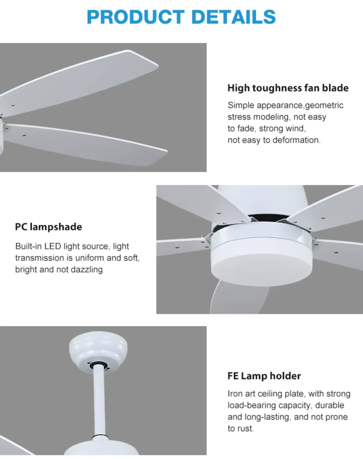 Ceiling Fan, 52Inch, FE+Plywood blade, F5131 - detail 14