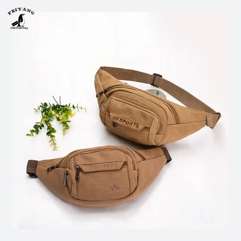 

Canvas custom fashion waist bag waterproof fanny pack bag sport running belt bag