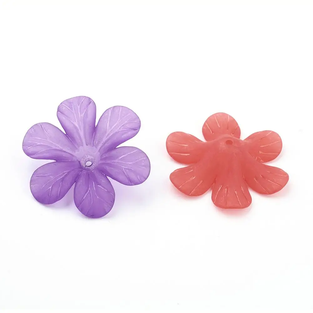 

PandaHall Cheap Mixed Color Flower Acrylic Frosted Plastic Beads