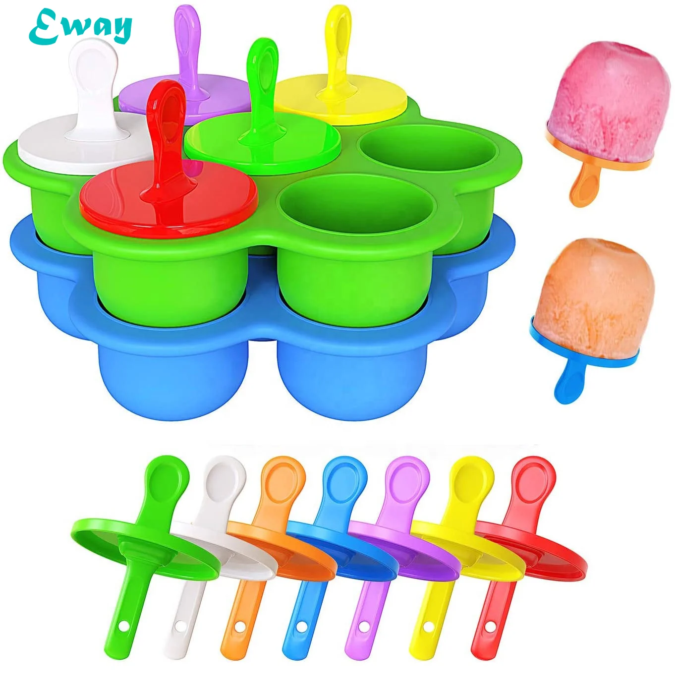 

Food Grade Diy Popsicle Tray New Mini 7-cavity Ice Pop cream Molds As Baby Food Freezer