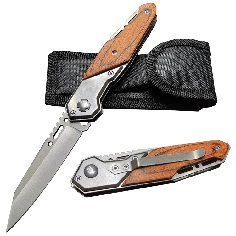 

tactical folding blade knife color wood handle pocket knife camping hunting outdoor knives EDC survival tool factory wholesale