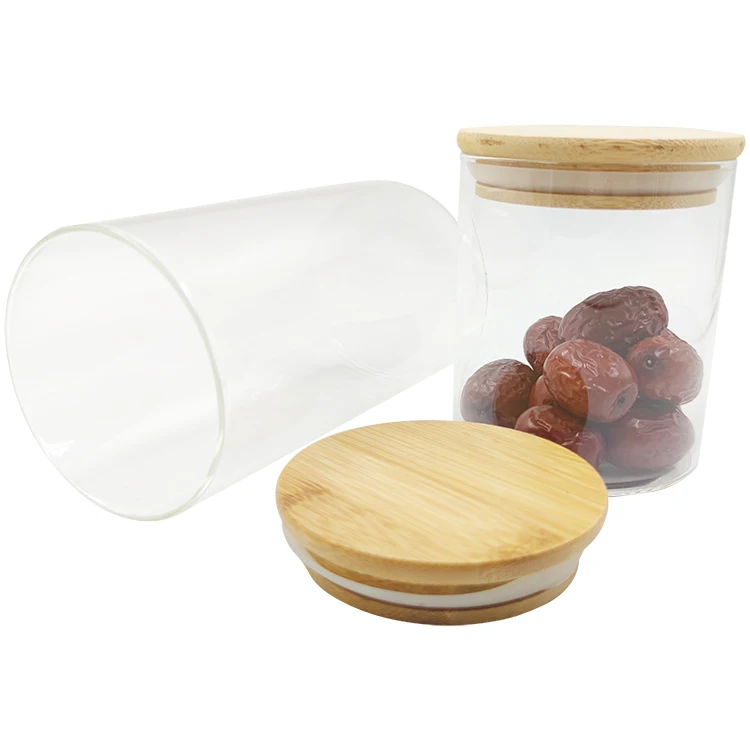 

Kitchen High Borosilicate Glass Food Storage Jars Set Bamboo Lid, Clear