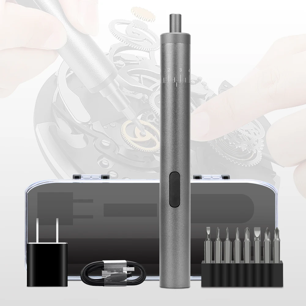 便携式电动螺丝刀套装 usb 充电螺丝刀套件迷你无绳修理工具套装家庭