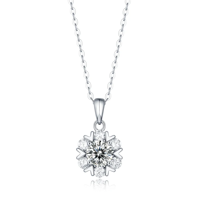 

Original Design 925 Sterling Silver 1 Carat Moissanite Unique Pendant Necklace High Quality Jewelry Snowflake Pendant For Women