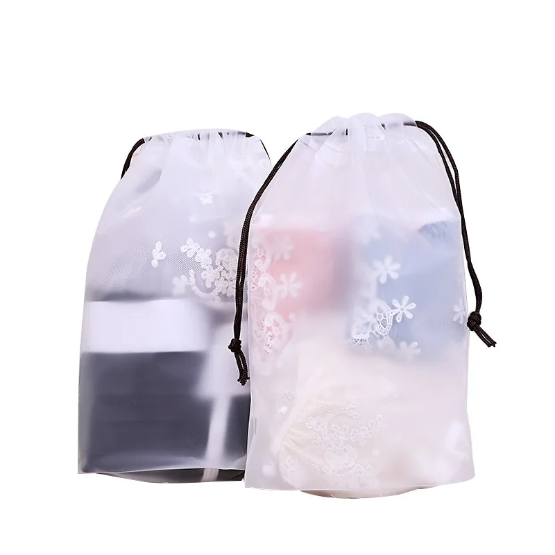 
Custom Logo EVA Matte Frosted Plastic Drawstring Clothing Bag 