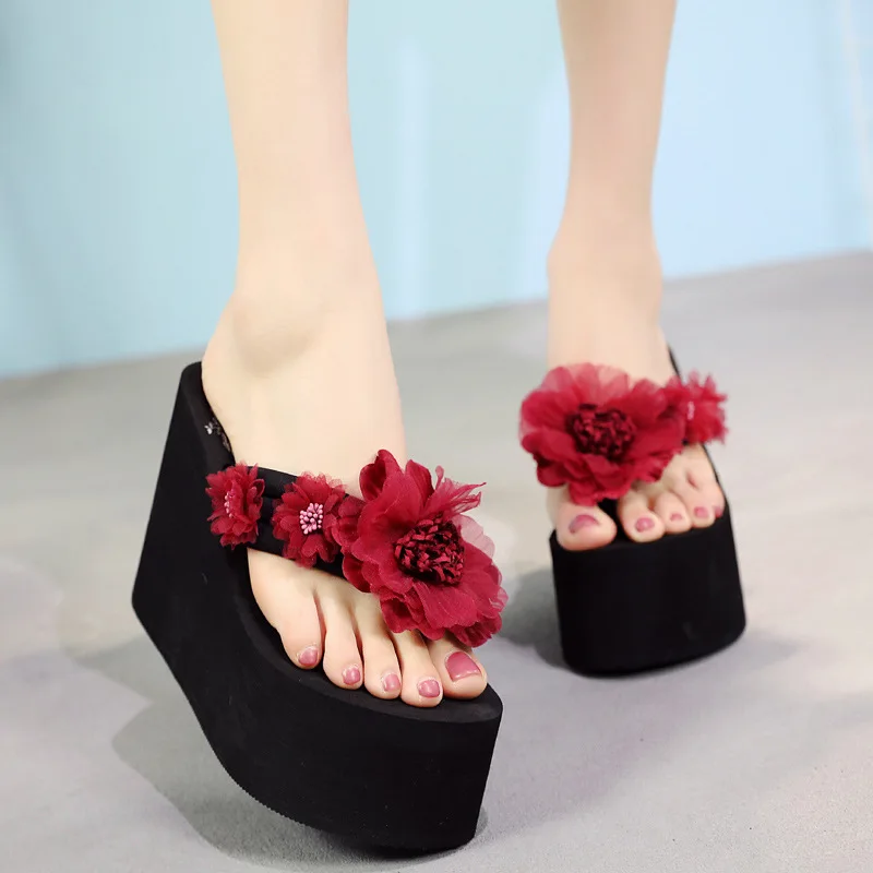 

11cm Flip flops Slippers women lady slipper have 3cm 6cm 8cm sole heel