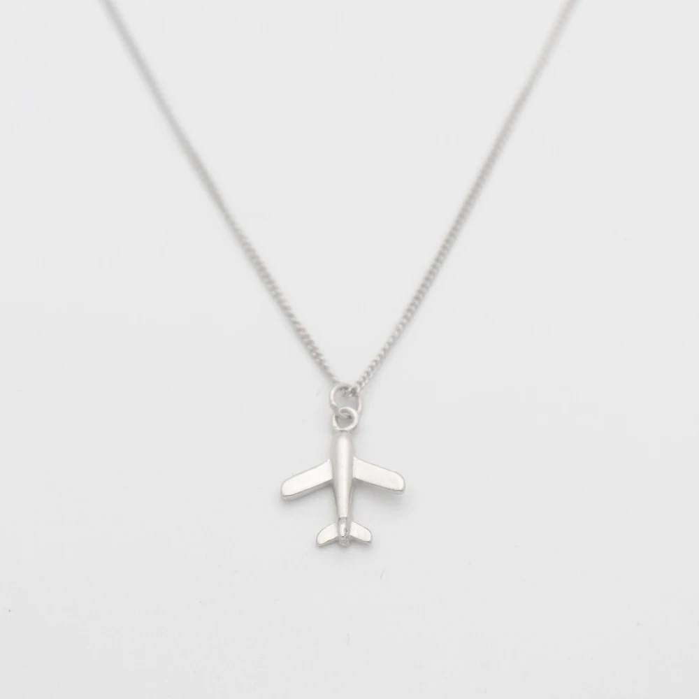 Chris April minimalist In stock 925 sterling silver gold plated airplane pendant necklace