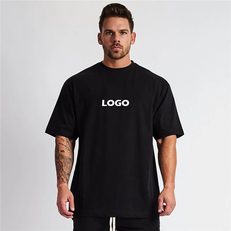 

Custom Brand Plain Oversized Blank Loose Fit White Black Cotton Tshirt Men
