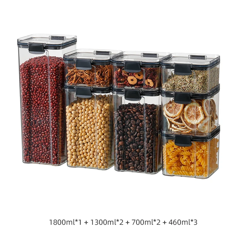 

Kitchen Organizer Pantry Fridge Organizer airtight container Plastic Food Jars Set With Lid Air Tight Food Storage Containers