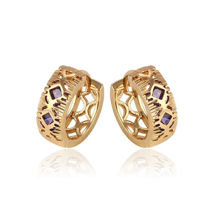 

91662 xuping wholesale simple designed gold plated round shaped earrings