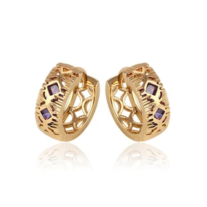 91662 xuping wholesale simple designed gold plated round shaped earrings