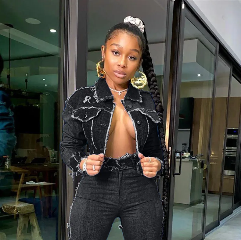 

Hot selling Denim Top Fashion stitching fall women Denim jacket, Customized color
