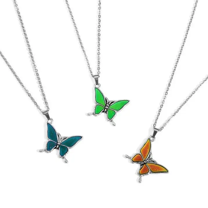 

28 designs butterfly temperature change colors animal mood pendant charm men women kids children necklace, Picture