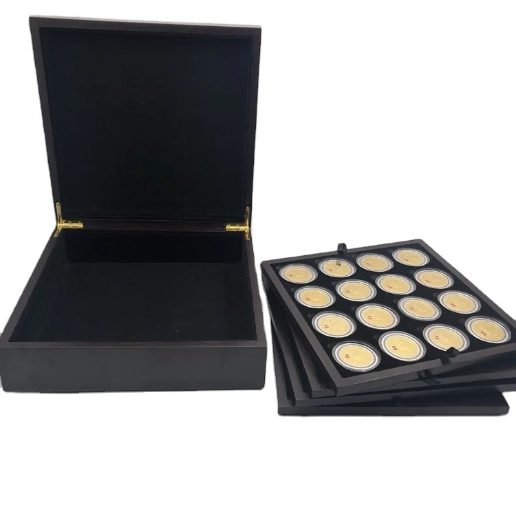 

64pcs Africa Zimbabwe coin gold plated coin with grade wooden box