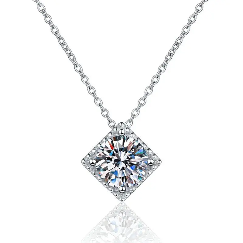 Wholesale Fashion Grade D 1ct/2ct Moissanite Diamond Link Chain Pendant Necklaces 925 Sterling Silver GRA Certified Jewelry